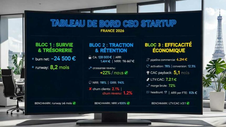 Tableau de bord CEO startup